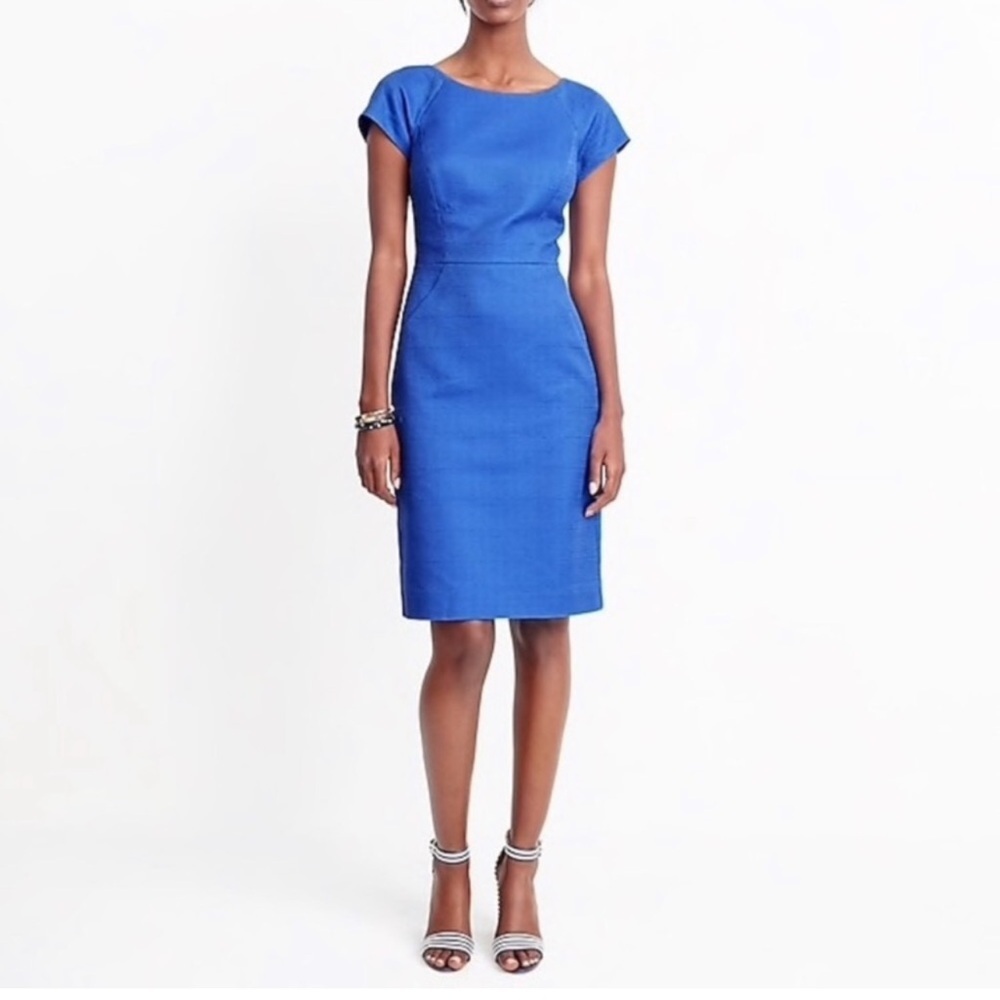 010. J Crew Factory Basketweave Dress - Blue / 12
